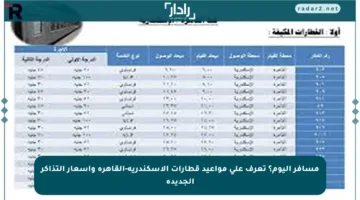 مسافر اليوم؟ تعرف على مواعيد قطارات الإسكندرية-القاهرة وأسعار التذاكر الجديدة